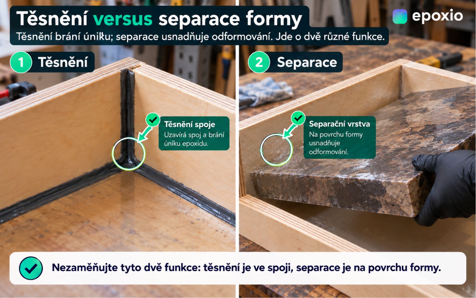 Rozdíl mezi těsněním spoje a separační vrstvou formy na epoxid
